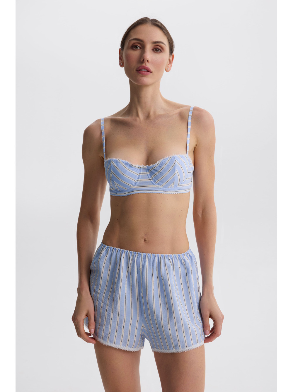 Blue shorts with stripes