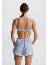 Blue shorts with stripes