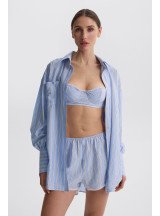 Blue shorts with stripes